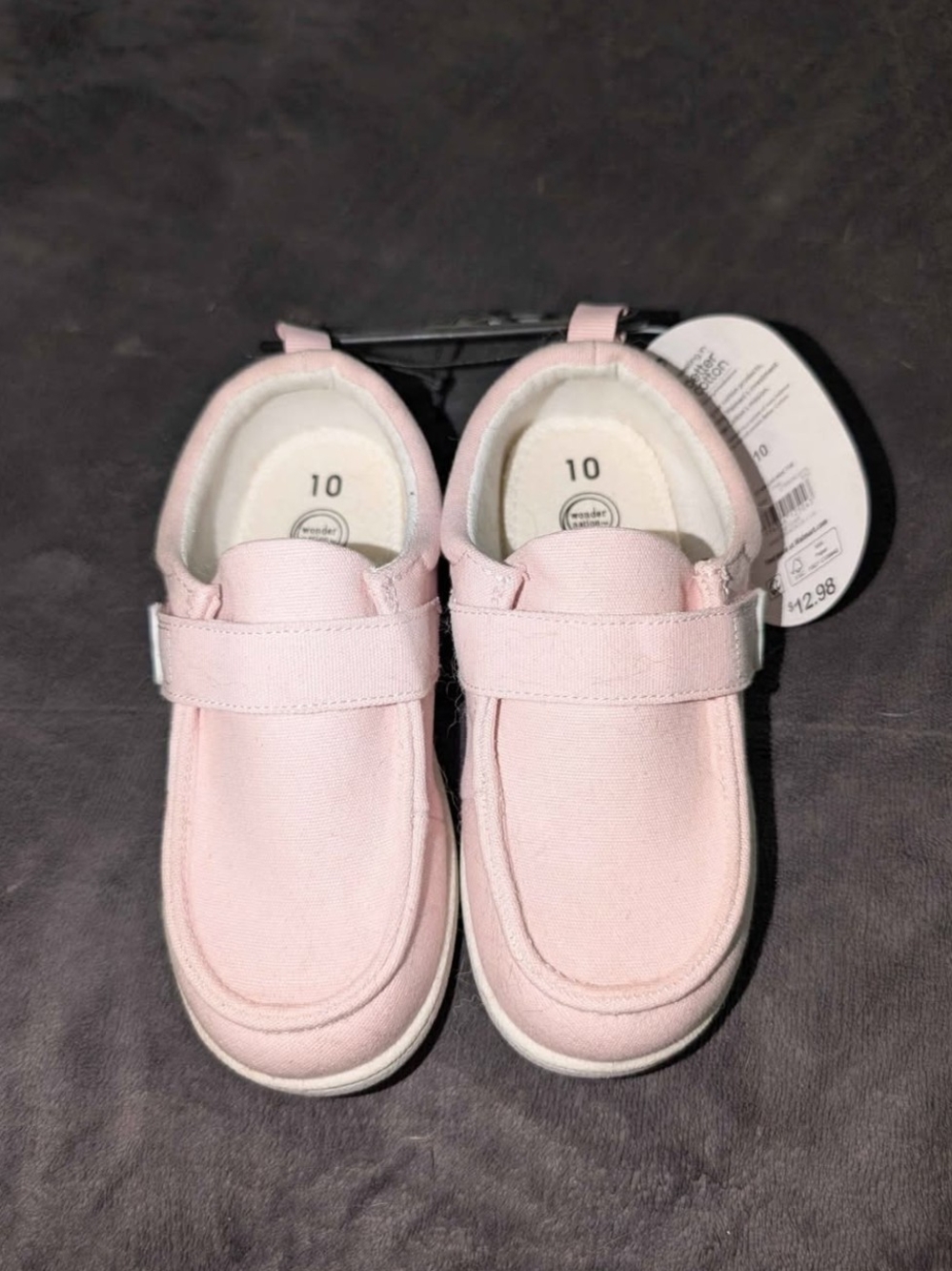 wonder nation Light Pink Canvas Hook-and-Loop Kids Sneakers